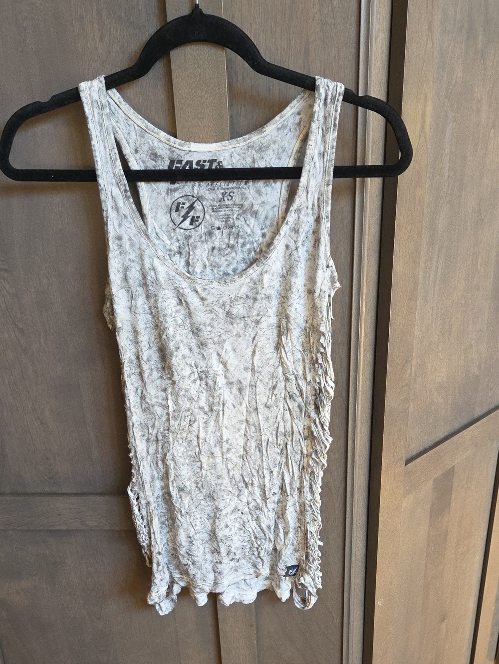 Affliction Marbled White and Gray Women's Tank Top